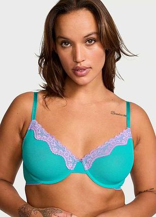 Сетчатый бюстгальтер с кружевной отделкой victoria's secret