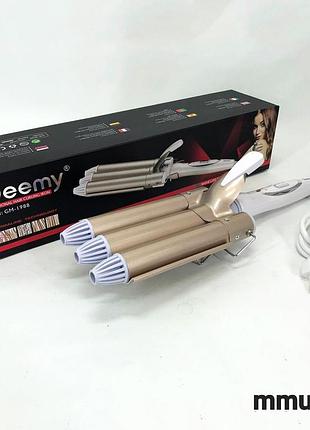 Плойка тройная волна gemei gm-1988-25 керамическое покрытие по регулировкам температуры