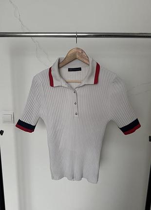 Поло m&s collection у рубчик біле