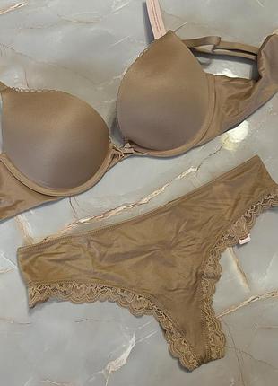 Комплект білизни люкс серії victoria’s secret оригінал найкомфортніший бюстгальтер body 34b 75б трусики с