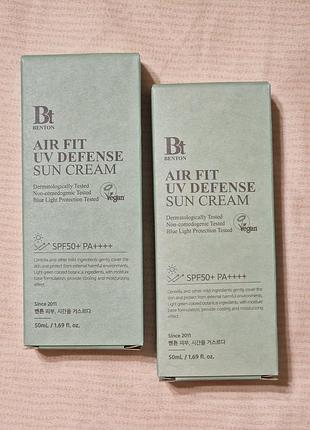 Benton air fit uv defense sun cream spf50+/pa++++ зволожуючий сонцезахисний крем з центеллою 50 мл