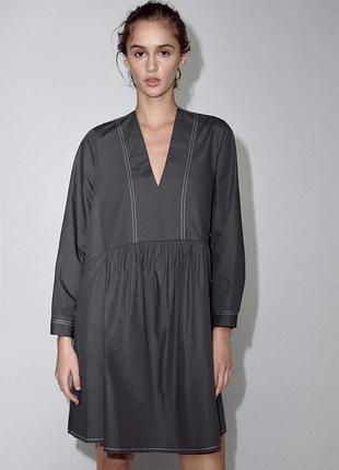 Трендова базова котонова сукня плаття вільного крою ( нюанс) zara на розмір s-m 36-38 🔥🔥🔥