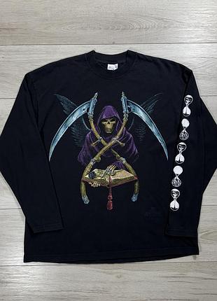 Колекційний вінтажний лонгслів alchemy gothic 90s grim reaper, xl, оригінал