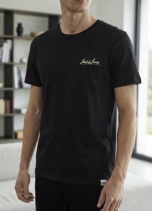 Чоловіча базова бавовняна футболка jack & jones originals (чорна)