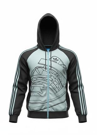 Зип-худи / винтажная олимпийка adidas originals с капюшоном (размер l)