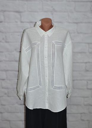 Сорочка лляна вільного крою з мереживом m&s collection