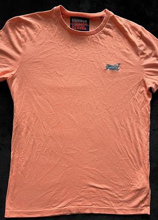 Яскрава чоловіча футболка superdry orange label (розмір l)