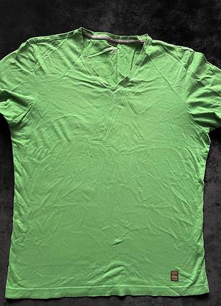 Яскрава зелена чоловіча футболка s.oliver з v-вирізом (розмір l / casual wear) стан нової
