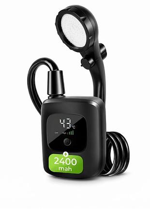 Портативный аккумуляторный душ electric outdoor shower с led-дисплеем (2400 mah)