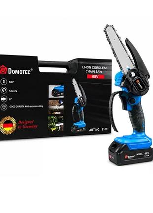 Акумуляторна ланцюгова міні-пилка domotec chain saw 6″ 68v 8ah для обрізання гілок