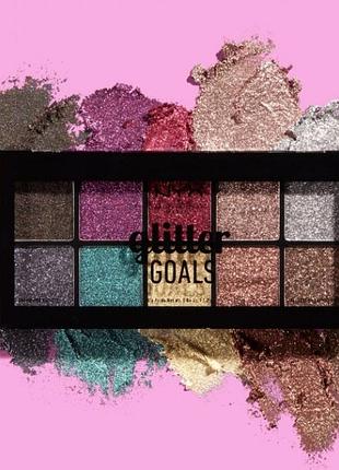 Палетка прессованных глиттеров nyx glitter goals cream pro palette