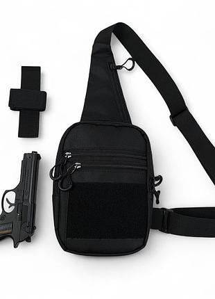 Тактическая мужская сумка с кобурой cordura 1000d – 6 карманов, черный