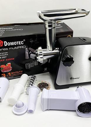 Электрическая мясорубка domotec ms-2027 4500 вт с насадкой для томатов, колбас и терками