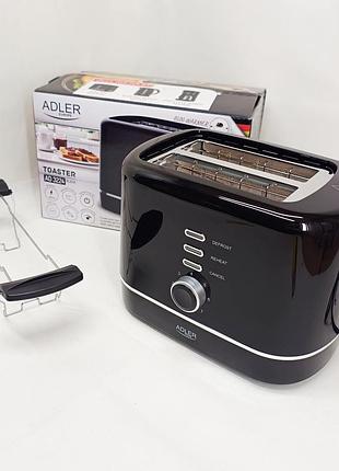 Тостер adler ad 3224 7 уровней обжаривания решетка для булочек 850вт black