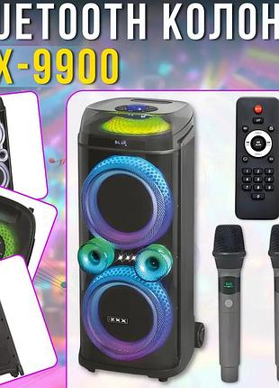 Портативна акустична колонка zxx-9900 з 2 мікрофонами динаміки 2х10 дюймів