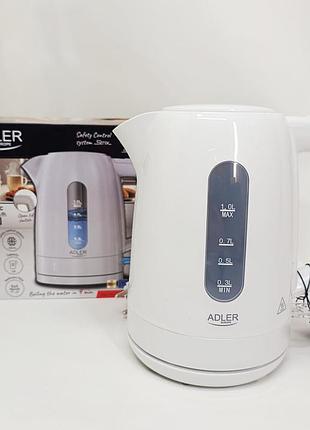 Електрочайник adler ad 1л 2200вт white