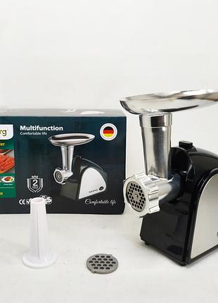 Электрическая мясорубка rainberg rb-678 3000вт с насадкой для колбас шнековая электромясорубка
