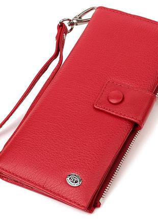 Женский вертикальный кошелек из натуральной кожи st leather 22536 красный