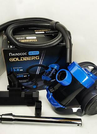 Пылесос вакуумный с контейнером для сбора пыли на 3 л goldberg gb-9903 6200 вт мощный. цвет: синий
