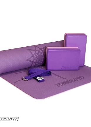Набір для йоги та фітнесу easyfit polarity set: килимок, два блоки та ремінь (padma)