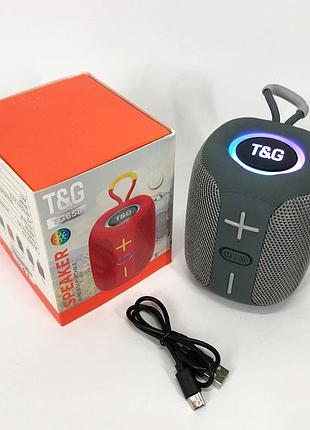 Портативная bluetooth колонка tg658 8w с rgb подсветкой, музыкальные колонки для улицы. цвет: серый