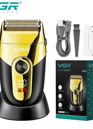 Профессиональная электробритва vgr v-383 finale shaver с подставкой, машинка мужская для бритья