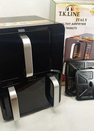 Двухкамерная аэрофритюрница t.k.line tk00275 12л и 6л мощность 5200вт + 2000вт