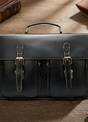 Портфель мужской из кожи на плечо vintage 14878 черный