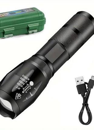 Ліхтар ручний blx51-xpe в кейсі 1x18650, ліхтар ручний потужний, тактичний ліхтар, ручний ліхтарик led