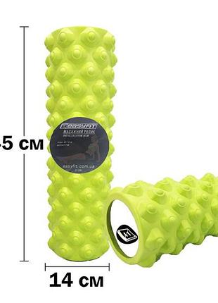 Массажный ролик easyfit grid roller extreme 45 см салатовый