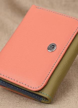 Гаманець для стильних дівчат із натуральної шкіри st leather 22494 різнокольоровий