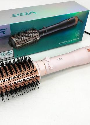 Электрический фен браш для укладки волос vgr v-494 800вт pink