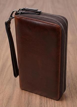 Мужской клатч из натуральной кожи vintage 23064 коричневый
