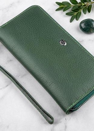 Женский клатч-кошелек на молнии st leather 18936 зеленый
