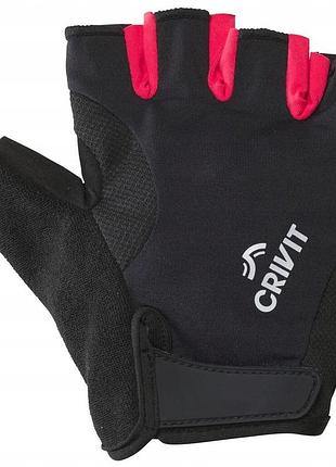 Велосипедные перчатки с гелевыми вставками crivit черные с розовым