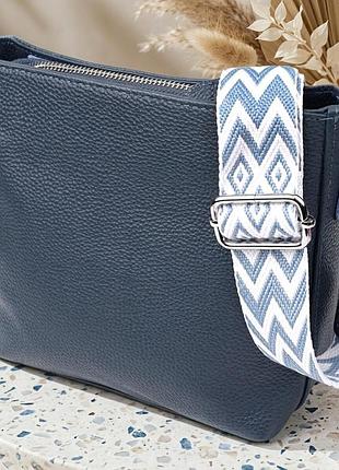Повседневная сумка женская на плечо из натуральной кожи vintage 22911 голубой