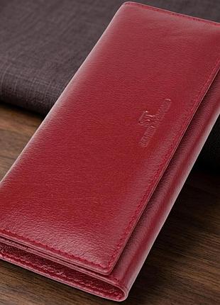 Элегантный кошелек в два сложения из натуральной кожи st leather 23065 бордовый