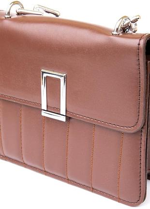 Горизонтальна сумка зі шкірозамінника vintage sale_14907 коричнева