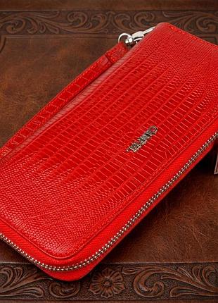 Оригинальный кошелек для женщин из натуральной фактурной кожи canpellini 21613 красный