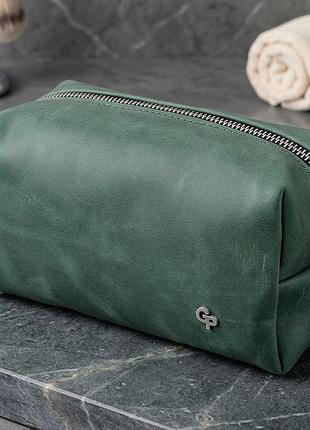 Кожаная косметичка унисекс grande pelle 11572 зеленый