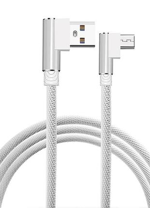 Micro usb кабель с г-образными разъемами - 3 метра, белый