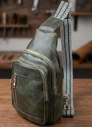 Стильная слинг сумка для женщин из экокожи vintage 22745 зеленый