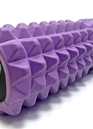 Масажний ролик easyfit solid grid roller 45 см v.2.2s фіолетовий