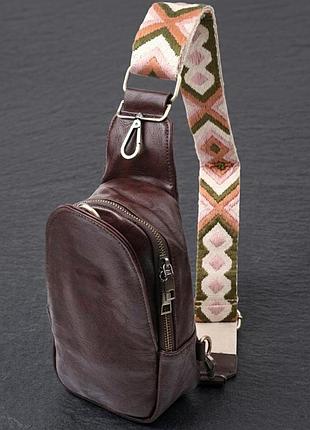 Зручна сумка через плече в модному кольорі з екошкіри vintage 22794 коричневий