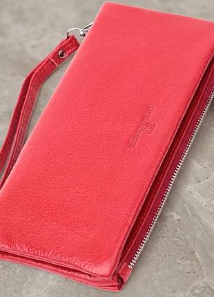 Кошелек-клатч для женщин с двумя молниями из натуральной кожи st leather 22526 красный