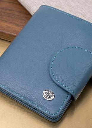 Красивое кожаное портмоне с монетницей снаружи для стильных женщин st leather 19457 бирюзовый