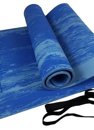 Килимок для йоги та фітнеса easyfit s-eva mat 8 мм синій