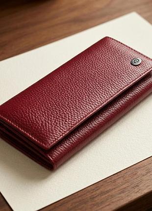 Практичный вертикальный кошелек из натуральной кожи st leather 23085 бордовый