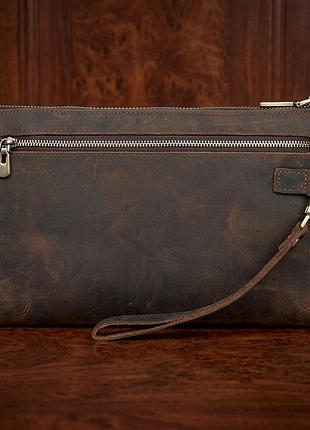 Красива барсетка чоловіча в шкірі crazy horse vintage 14954 коричнева