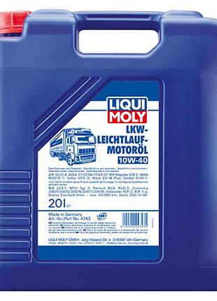 Полусинтетическое моторное масло - lkw leichtlauf-motoroil sae 10w-40 basic 20л.